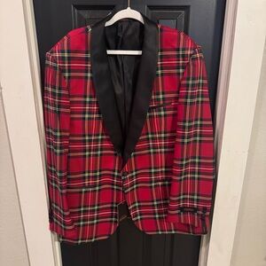Ferrecci Men’s Tartan Blazer Size 52 Regular Red Plaid NWT